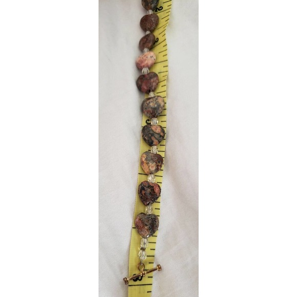 Natural untreated lodolite quartz hearts Bracelet 8" Length Metal Heart Clasp - Picture 5 of 6